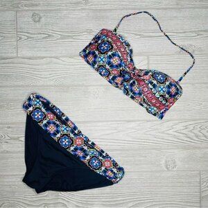 La Blanca two piece bikini swimsuit swimwear bathing suit floral halter top s 12